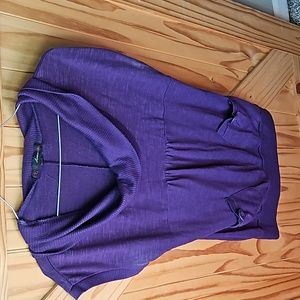 CUTE Juniors Cowl Neck Medium, Short sleeve purple top
